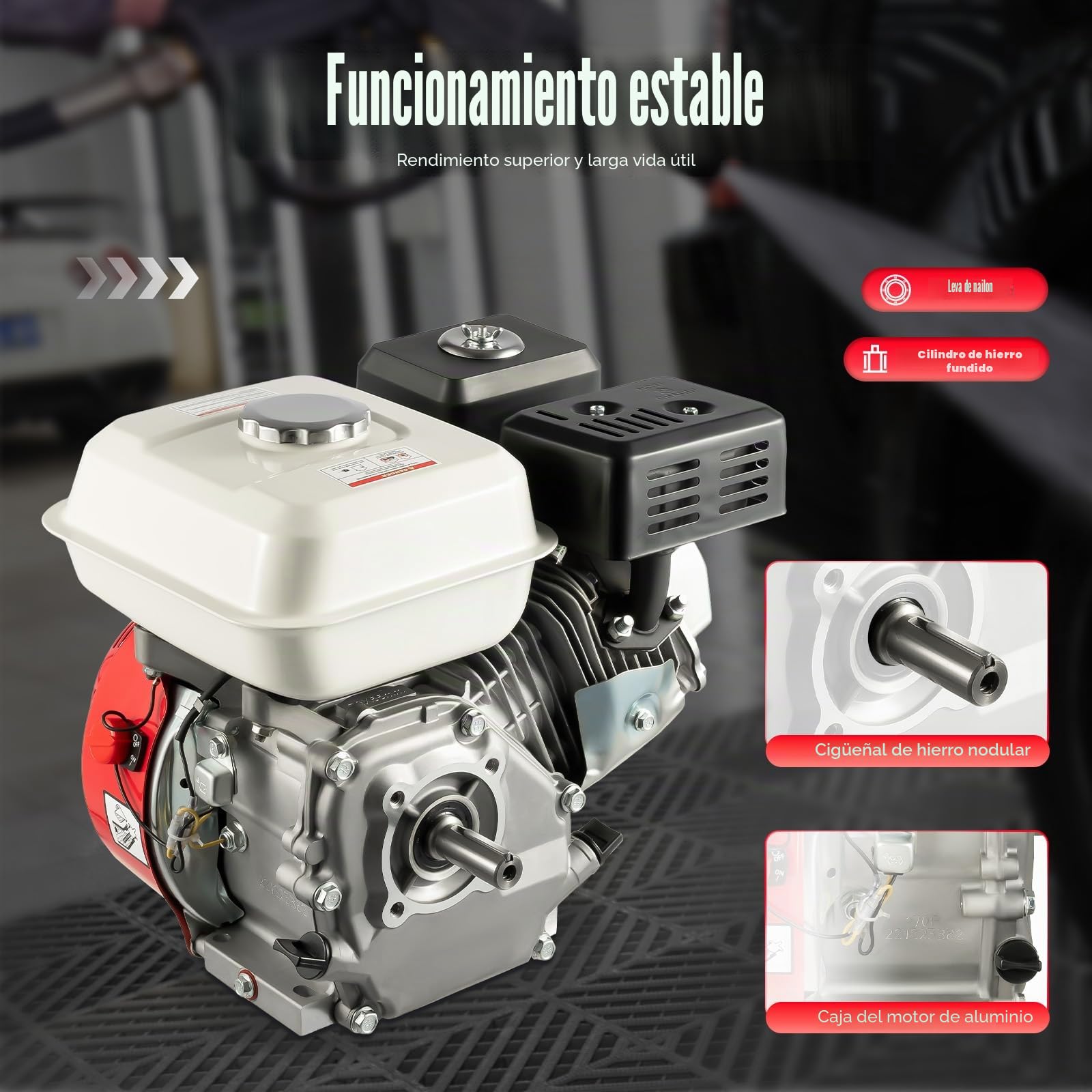 7,5 CV Motor Gasolina 4 Tiempos Motor de Kart Industrial con Alarma de Aceite