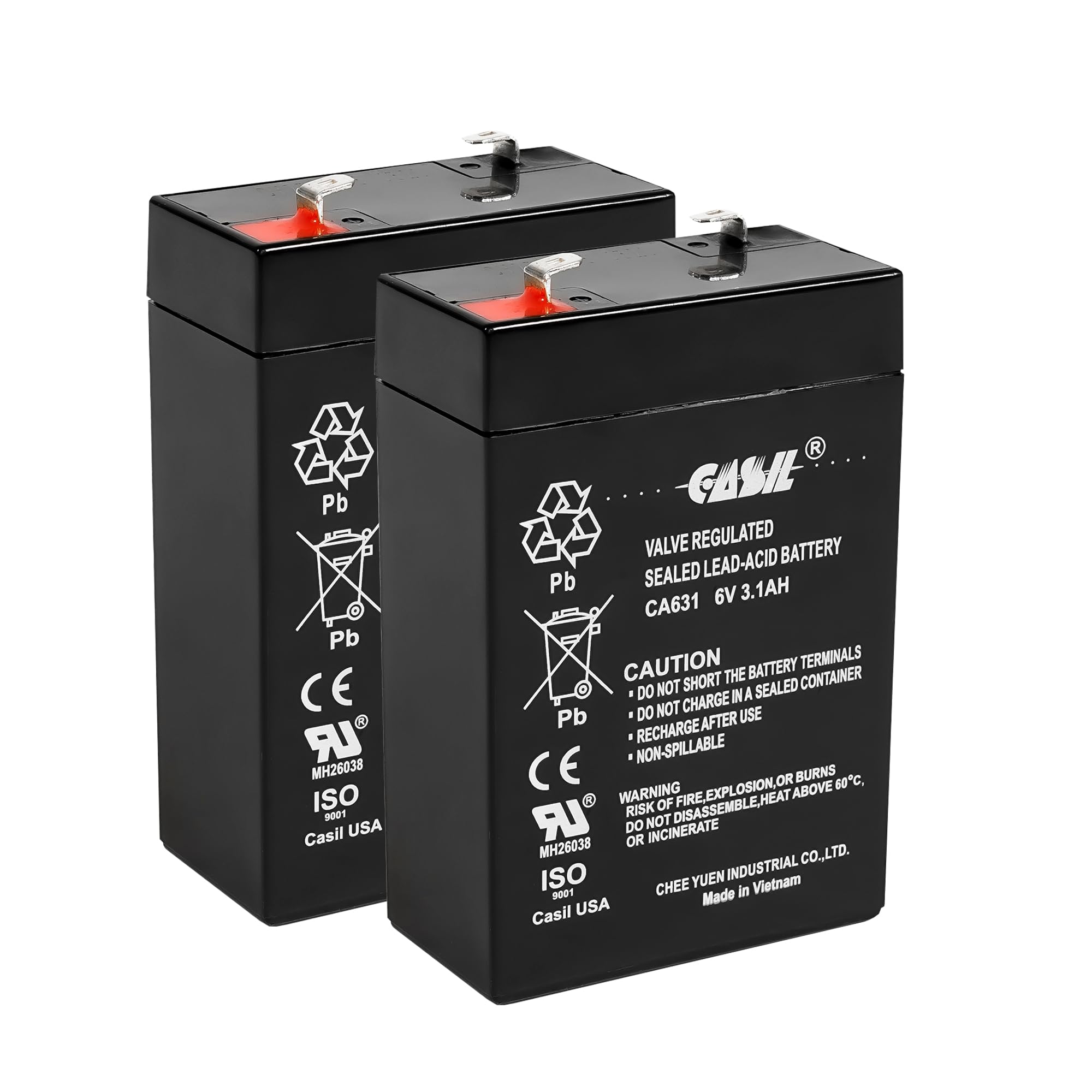 Casil Honeywell Genuine CA631 6V 3.1Ah SLA Battery for 7845GSM-K14139, 2 Pack