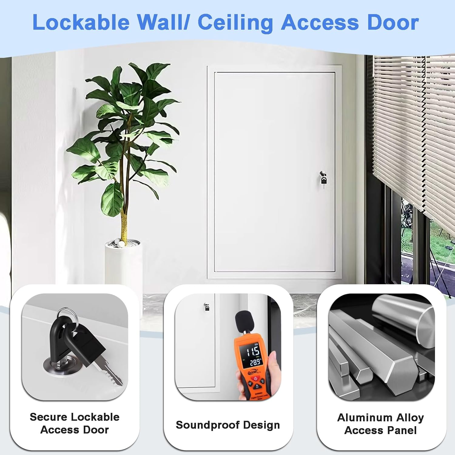 Large Access Door Heavy-Duty Aluminum Flush Mount Frame, Exterior Wall Access Panel with Key Lock, Inspection Hatch Cover for Drywall Plumbing Electrical Attic and HVAC (60X90CM / 23.4X35.1IN)