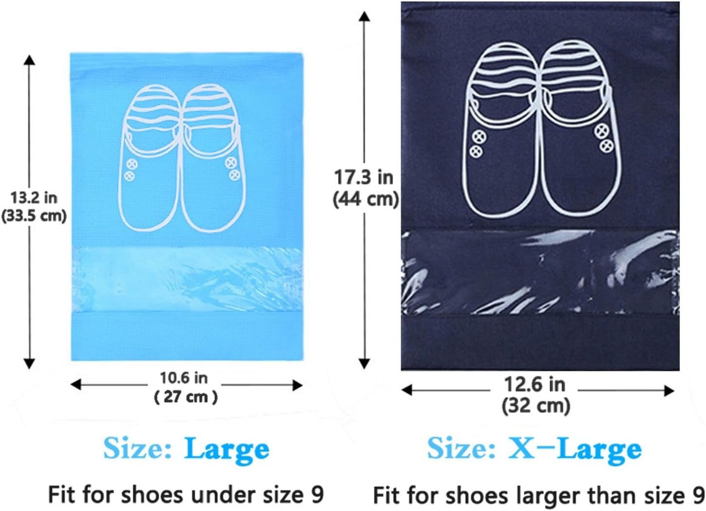 YAMIU 10 Pcs Shoe Bags Dust-proof Drawstring with Window Travel Shoe Storage Bags