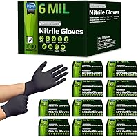 Inspire Heavy Duty 6mil Black Nitrile Disposable Gloves - Latex-Free, Powder-Free for Mechanics, Food & Industrial Use