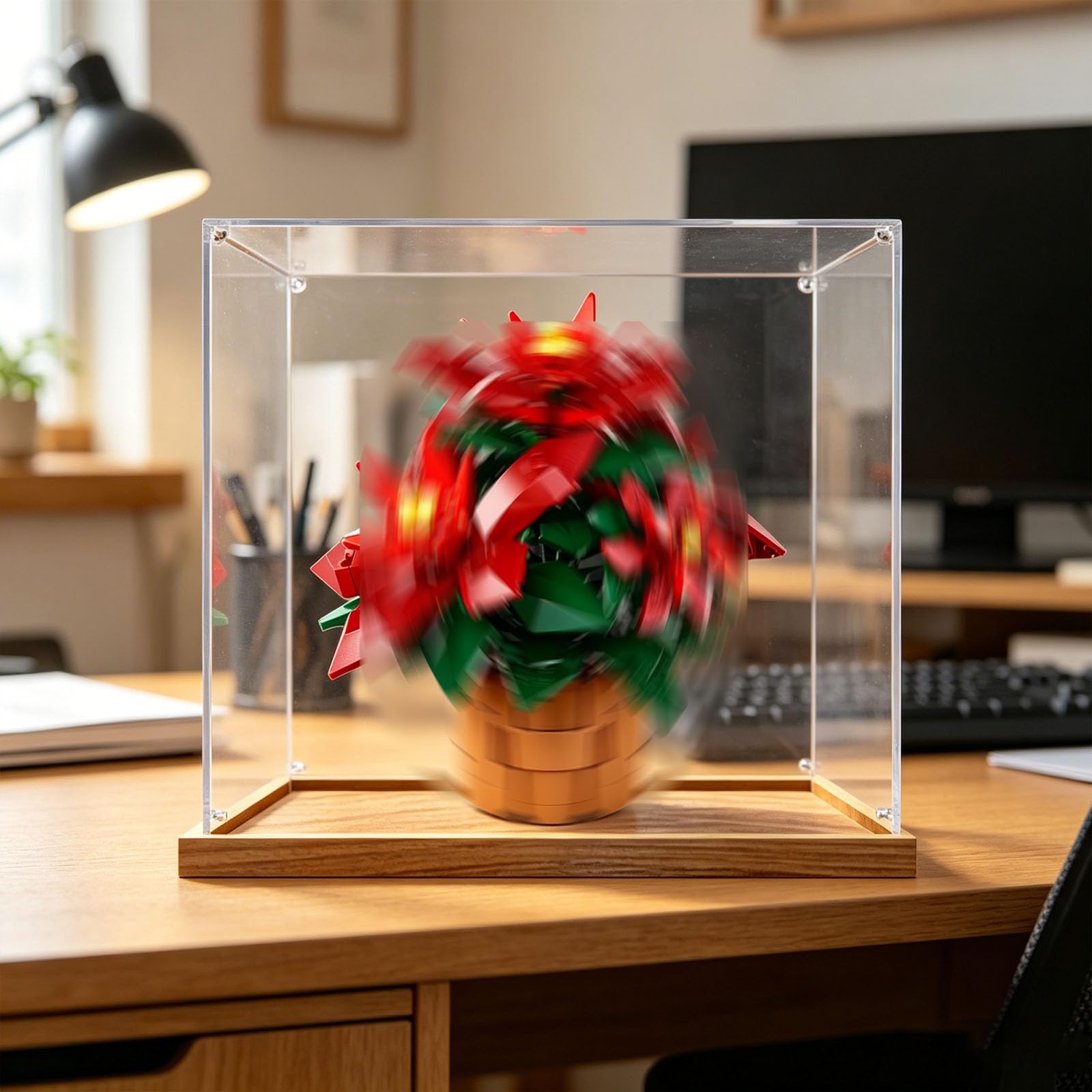 Estuche acrílico transparente para 10370 Poinsettia, protege tus coleccionables del polvo con una caja de almacenamiento transparente (solo funda) (transparente)