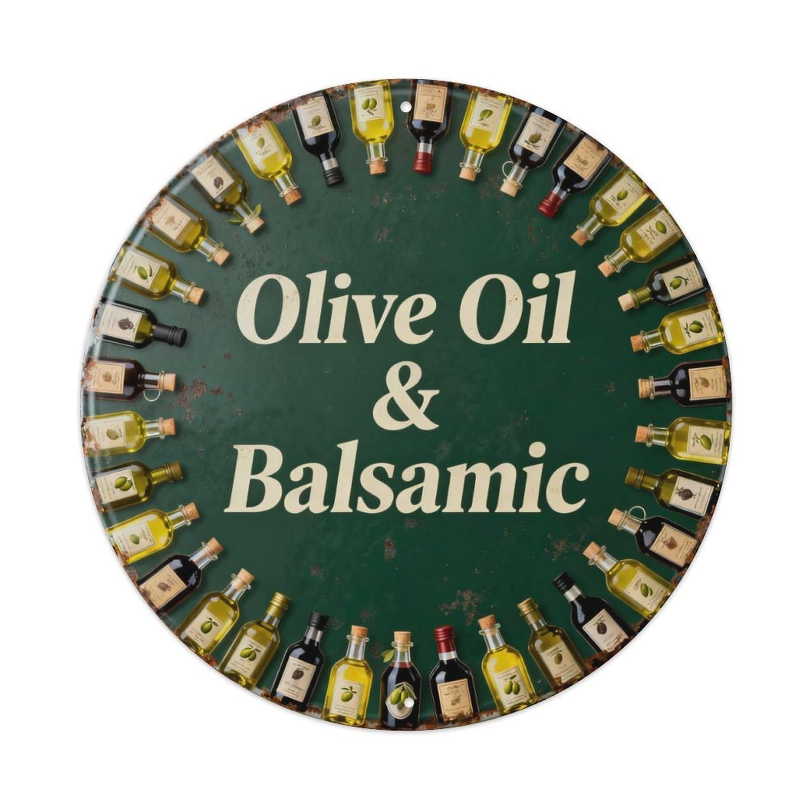 Olive Oil & Balsamic Metal Tin Sign Plaque