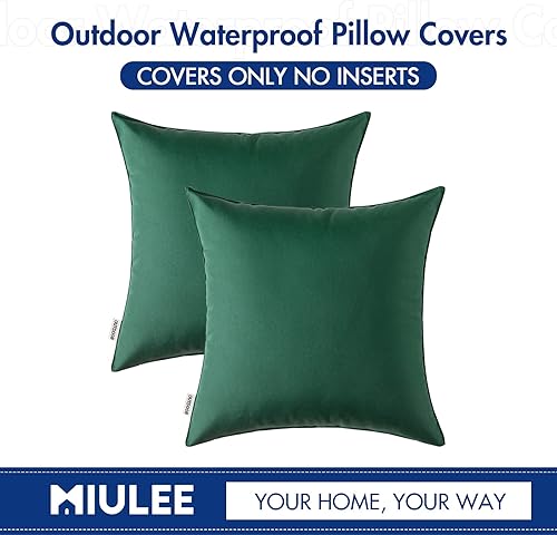 Miniatura 6 de Miulee - Paquete de 2 fundas decorativas para cojines, para usar en exteriores, impermeables, para jardín, patio, tienda de campaña, sofá, 18 x