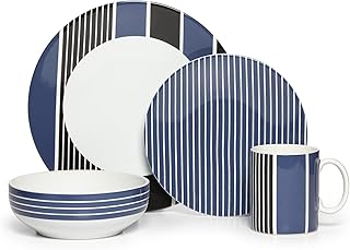 Nautica Knots Bay 4-Piece Stoneware Place Setting, Blue