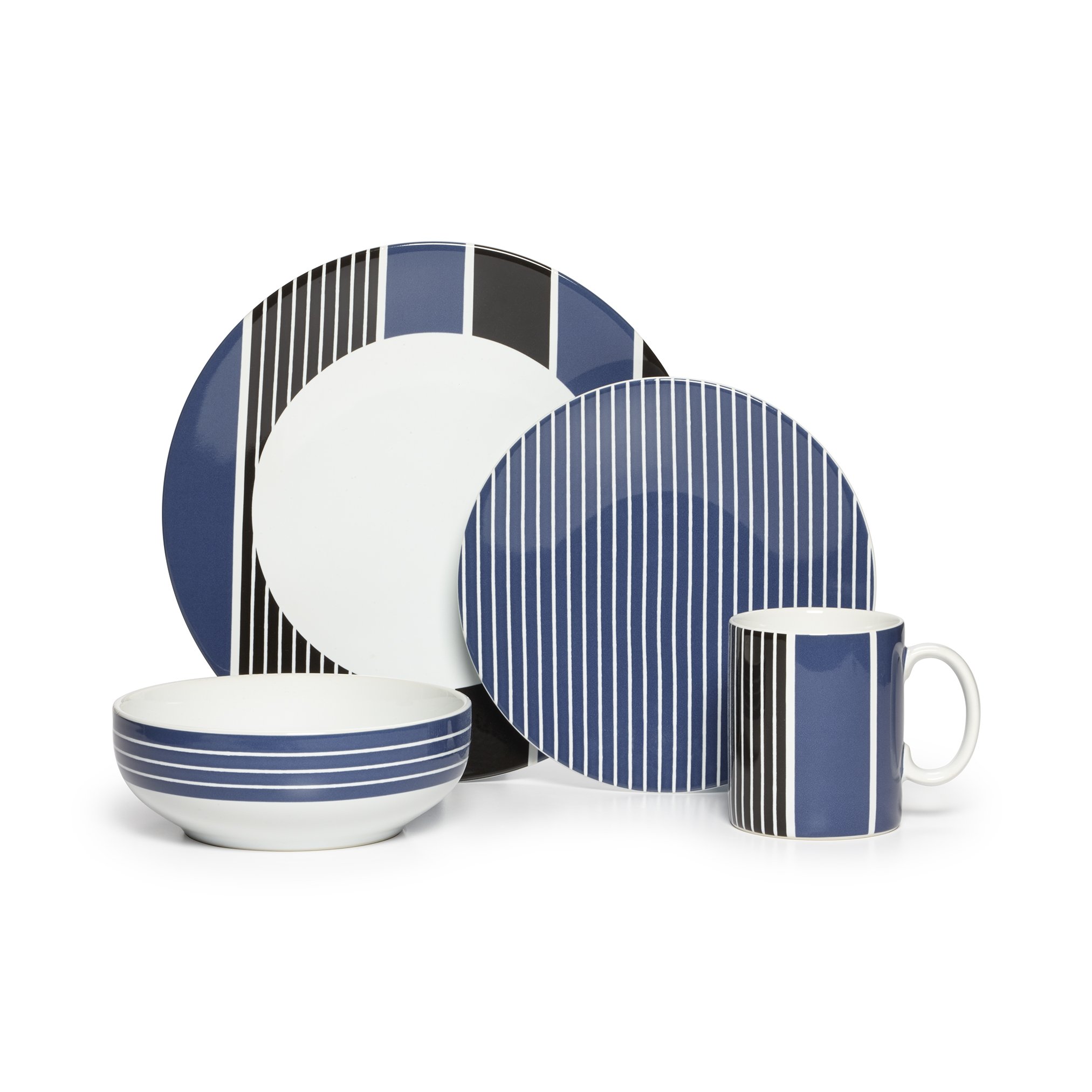Service de table Nautica vaisselle céramique bleu Knots Bay 4 pièces assiettes