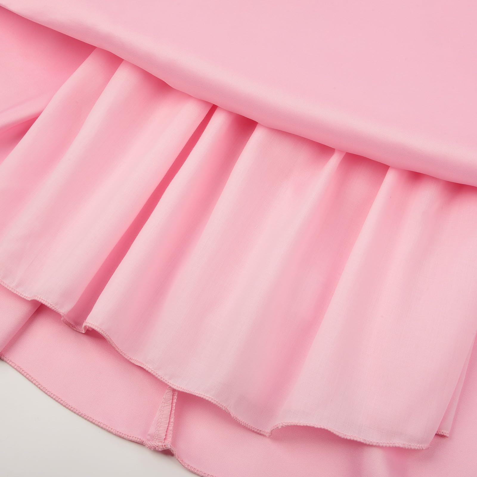 Uhnice Vestito Bambina Cerimonia Satin Maniche Svolazzanti con Perle Lunghezza Ginocchio con Fiocco Rimovibile