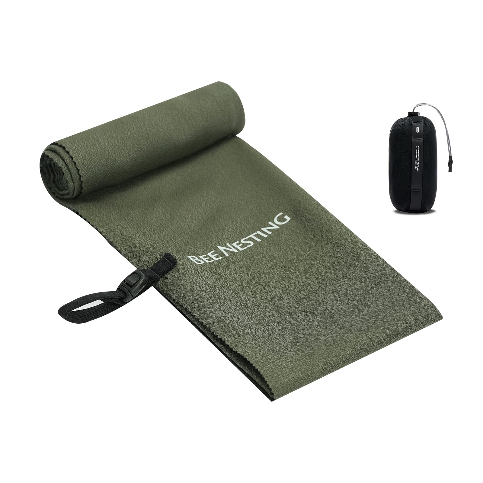 Bee Nesting Ultralight Quick Dry Towels for Backpacking, Microfiber Towel Tavel Accessories for Hiking, Beach, Gym, Swimming, Pocket Sweat Towels(XL Olive Drab