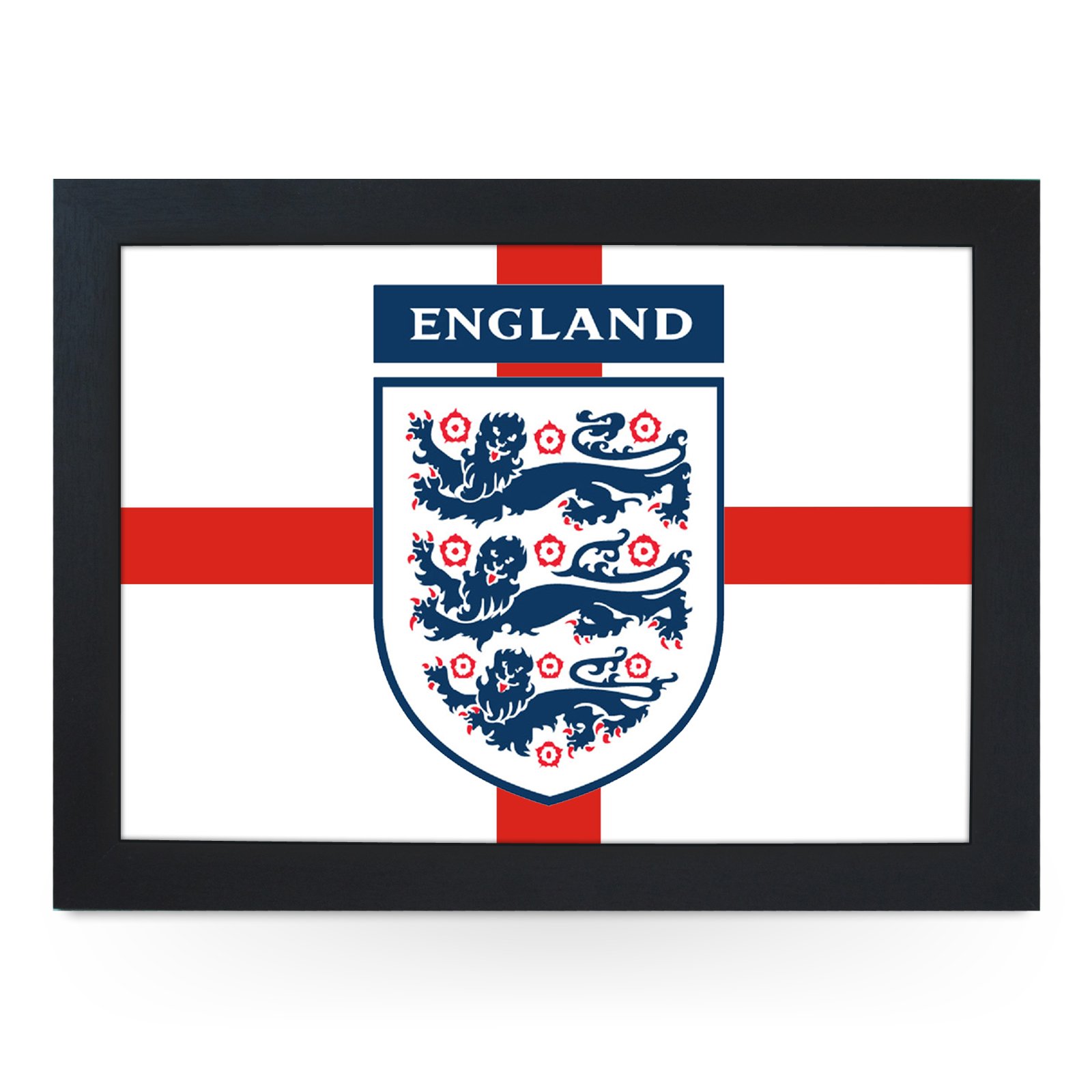 Yoosh Black Portable Lap Desk Tray (England Three Lions) Handmade Wooden Frame, Beanbag Cushioned Bottom | Computers, Laptops, Meals, Food | L0230