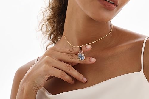 Miniatura 57 de Forget-Me-Not and Queen Anne's Lace Pressed Wildflower Necklace Birth Month Real Flower Necklace Gold/Silver Pressed Flower Jewelry