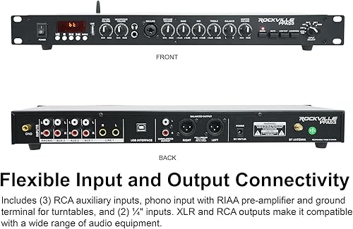 Miniatura 8 de Rockville PPA53 Preamplificador Pro 1U con Bluetooth, interfaz USBcomputadora, entrada múltiple, audio de alta fidelidad, para grabación de estudio