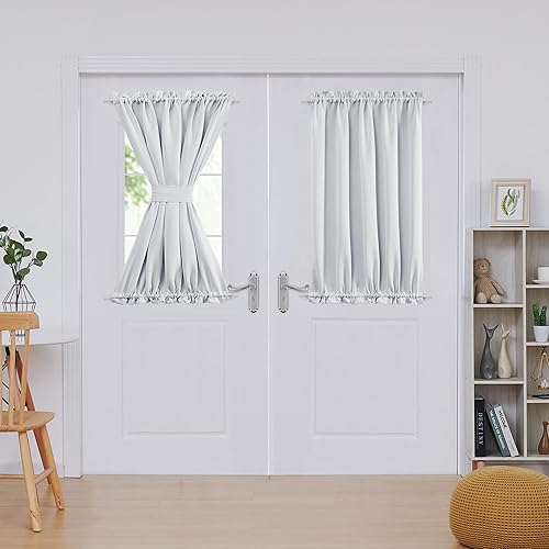 Miniatura 224 de Deconovo Cortina opaca de Navidad para puertas de vidrio y luces laterales, panel de privacidad con aislamiento térmico con doble bolsillo para