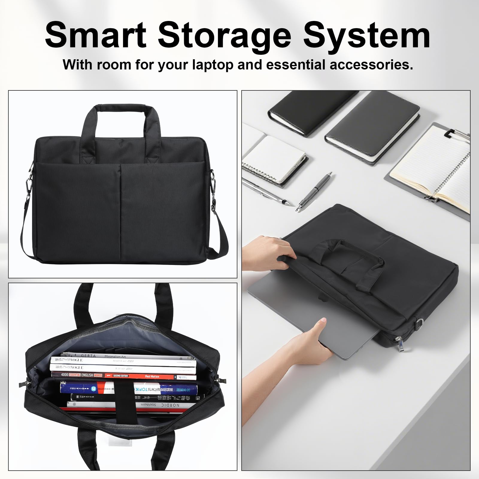 Cozary Borsa Porta PC 15, 15,6 e 16 Pollici, Porta PC Portatile, Custodia Computer Portatile, Impermeabile Borsa Messenger con Tracolla per Affari, Viaggi, Lavoro, Nera