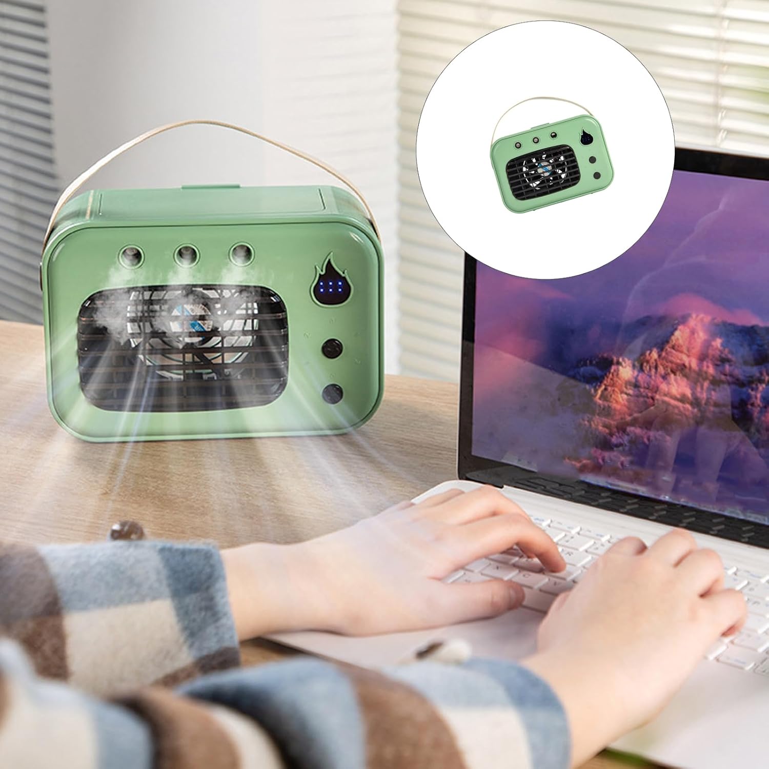 Evaporative Chiller with Large Water Container and Quiet Function for Indoor Comfort Adjustable Humidity Fan