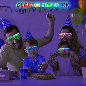 12Pcs LED Glasses Party Supplies Party Glasses Light up Glasses for Birthday Christmas Concert Light Up Toys Glow in the Dark Neon Party Decorations for Adults