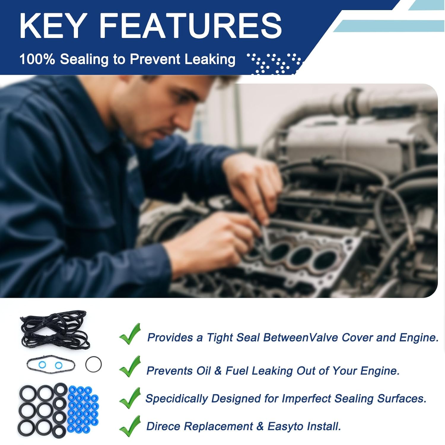 VS50879R 3.5L Valve Cover Gasket Compatible with 2013 2014 Ford F150 F-150, 2015-2020 Transit 150 250 350, 2015-2017 Expedition Lincoln Navigator, 3.5L V6 Ecoboost Turbo VS 50879 R
