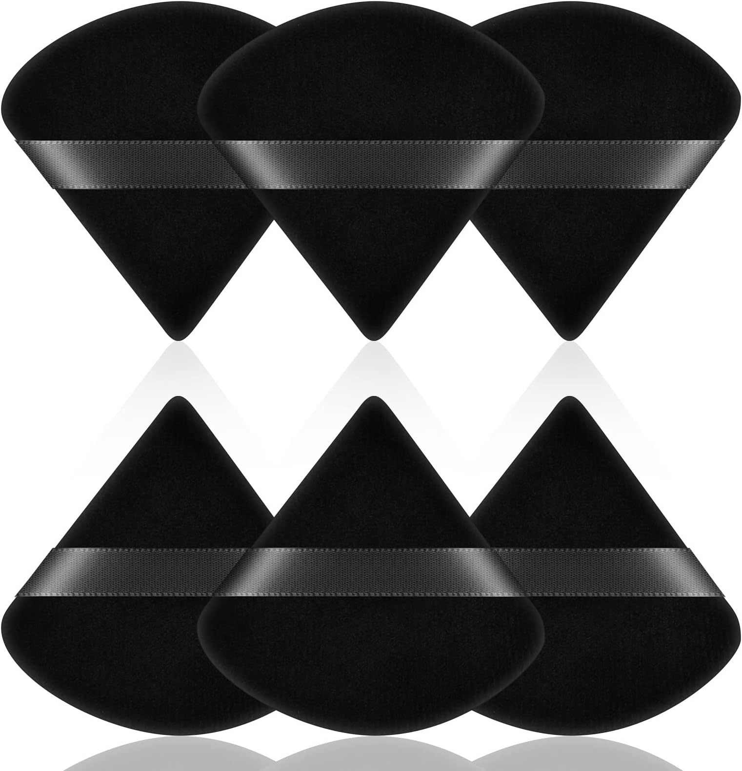 6 PCS Powder Puffs, Pure Cotton Soft Triangle Wedge Makeup Powder Puff for Loose Powder Mineral Powder Body Powder Cotton Velour Cosmetic Foundation Sponge Makeup Tool (Black)