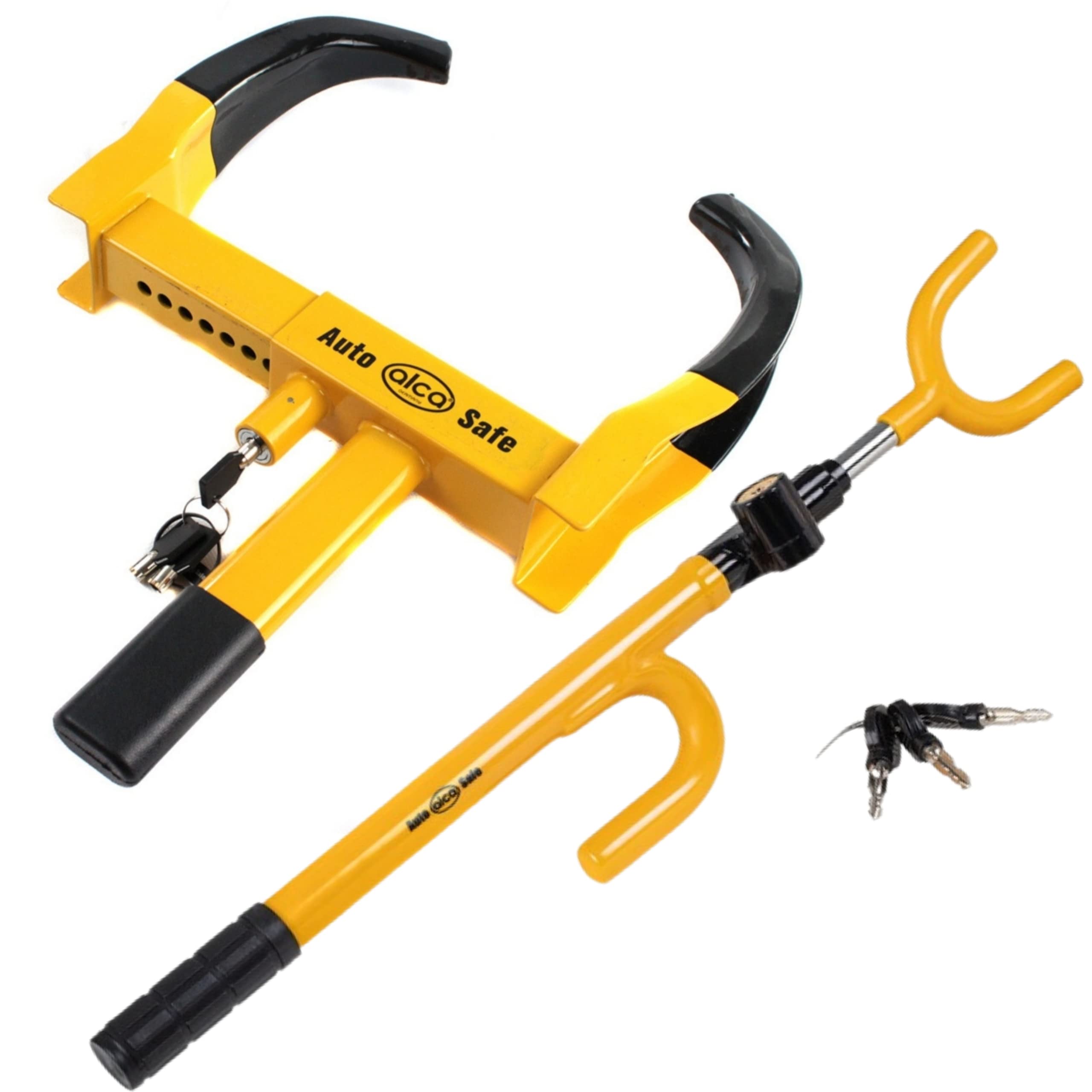 alca Auto Safe Anti-Theft Kit for Car Campervan Motorhome Wheel Clamp Steering Wheel Lock Blocker Set 306000a302000