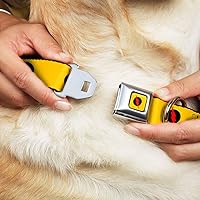 Vista 8 de Buckle-Down Collar de perro con hebilla de cinturón de seguridad, logotipo de flash reverso, amarillo dorado, negro/rojo, 1 pulgada de ancho, se