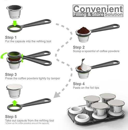 Miniatura 9 de Triplot 10 cápsulas reutilizables para Nespresso OriginalLine  Cápsulas de café recargables de acero inoxidable compatibles con máquina Nespresso