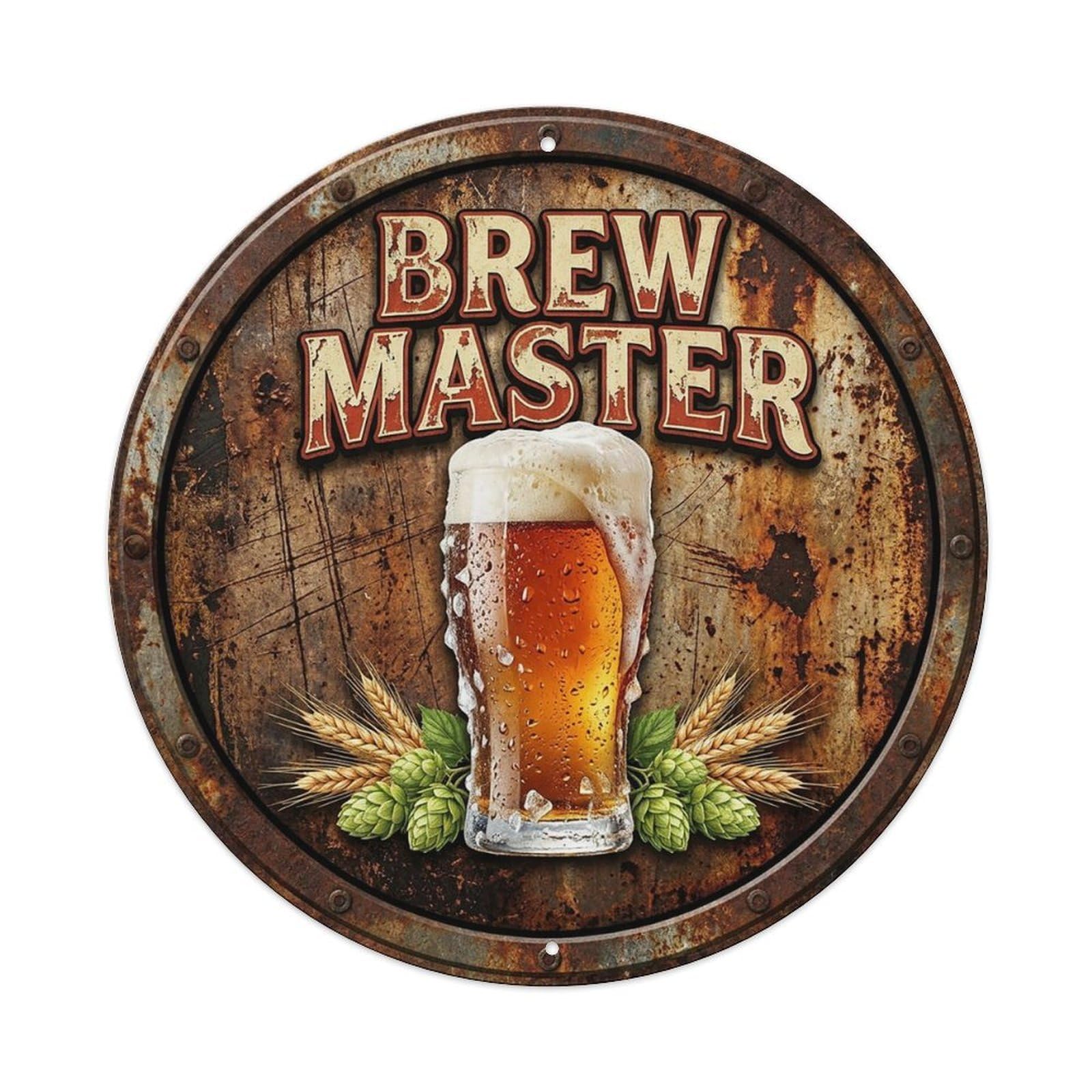 Vintage Beer Tavern Brew Master Retro Bar for Pub Vintage Metal Tin Sign Plaque Wall Decor for Cafe, Club Bar, Office, Garden Metal Poster 8x8Inch