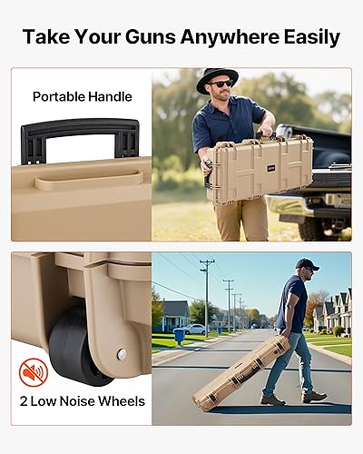 Miniatura 77 de VEVOR Rifle Case, Rifle Hard Case with 4 Layers Fully-protective Foams, Lockable Hard Gun Case with Wheels, IP67 Waterproof & Crushproof, for Rifles