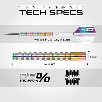 RED DRAGON Darts | Javelin Spectron| 85% Tungsten Darts Set |20g-26g