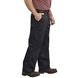 Dickies Men's Loose Fit Cargo Work Pant, Rinsed Black, 34W x 32L