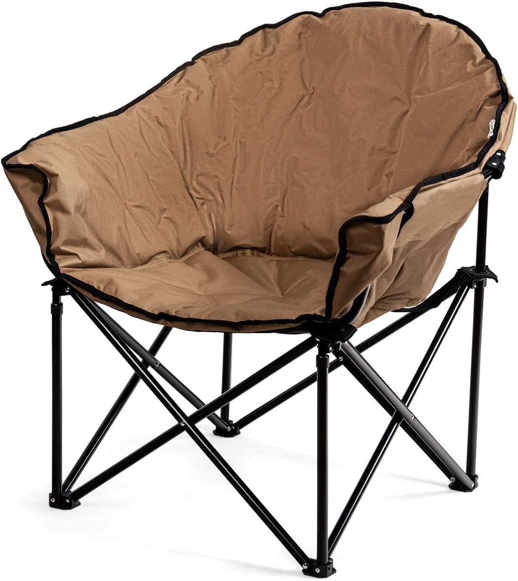 Giantex Portable Camping Chair, Moon Saucer Chair, Outdoor Folding Chair with Soft