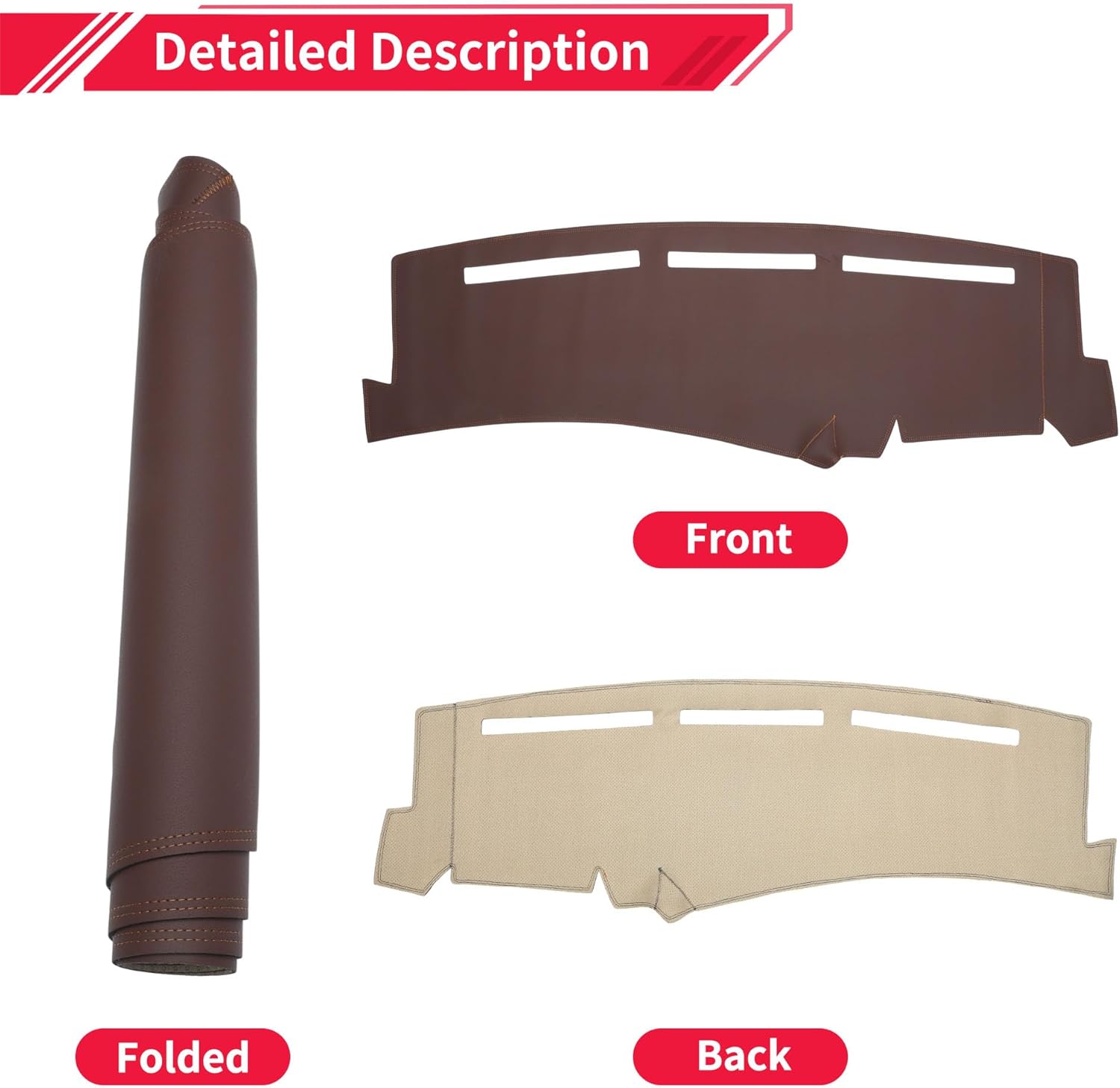 Dashboard Cover Dash Cover Mat Carpet for Chevrolet Silverado 1500 2000-2006 Brown Faux Leather 1 Pc Anti-Slip Car Interior