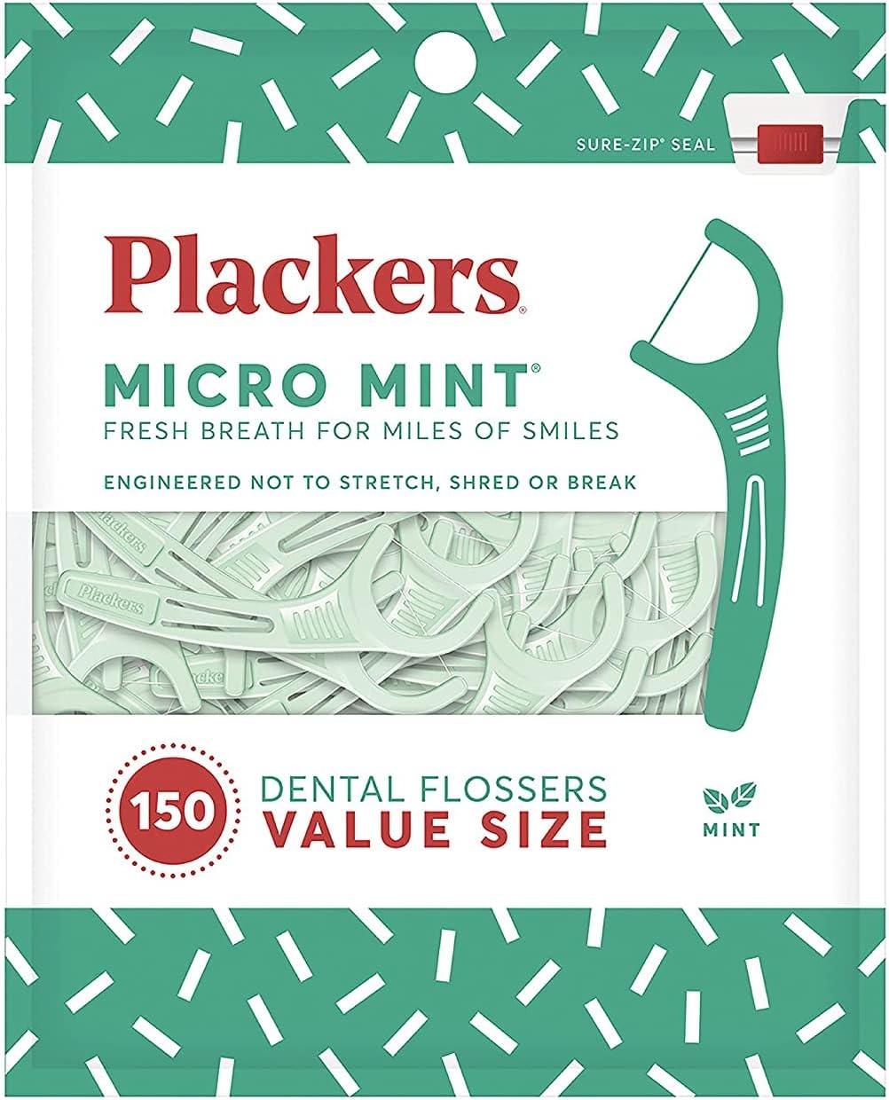 Plackers Micro Mint Dental Floss Picks, 150 Count (Pack of 3) Health & Household