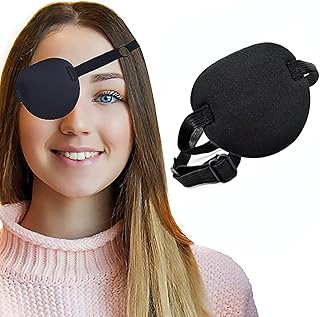 Eye Patch Single Eye Patch Pirate Eye Patch,Elastic Eye Patch Lazy Eye Patch,Adjustable Elastic Lazy Eye Patch Silk Pirate Eye Patch Mask Black Single Eye Mask with Adjustable Buckle for Adult and Kid