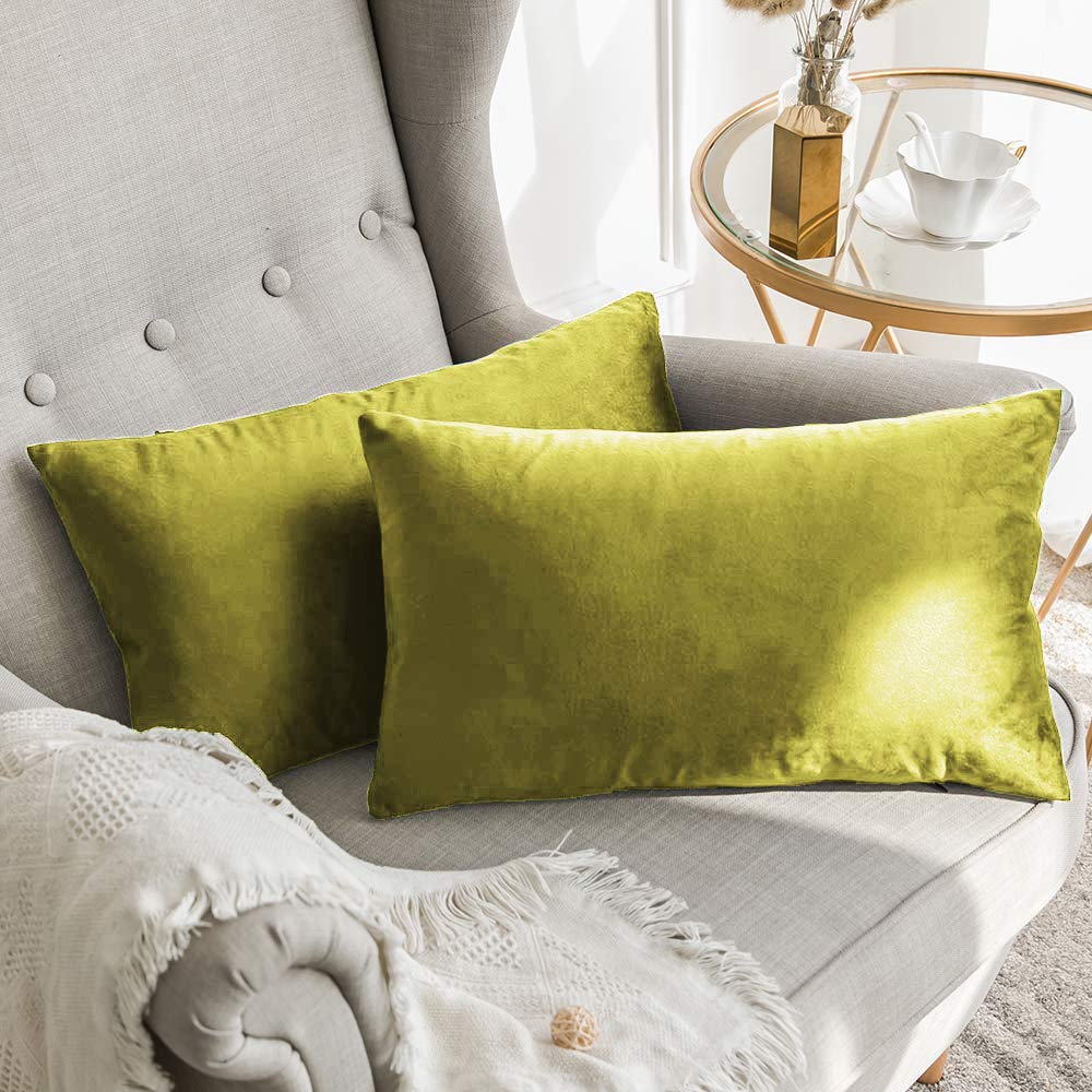 Khooti Velvet 220 TC Cushion Cover, 14X20 Inches/35X50 Cm (Olive)(Pack Of 1)-image-33