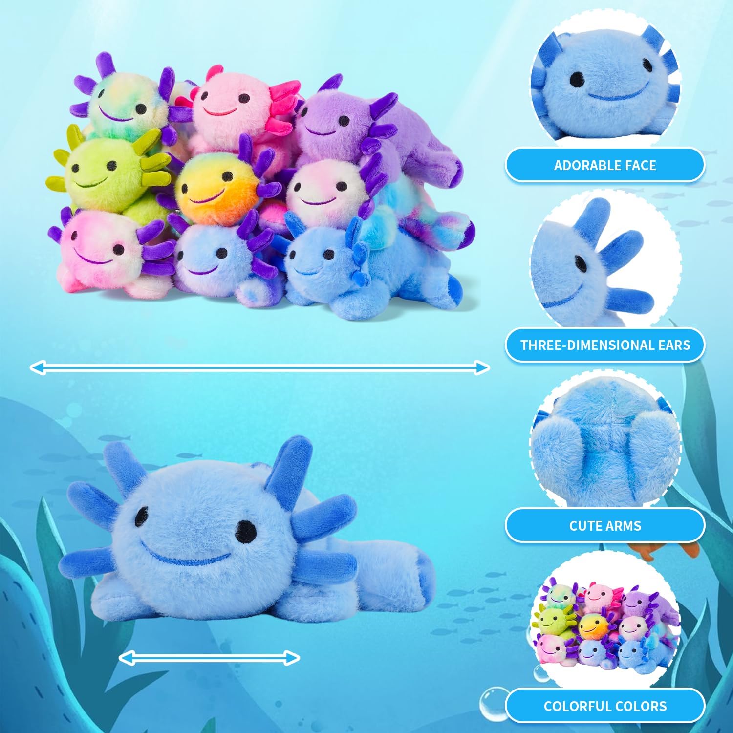 Stuffed Axolotl Plush,Axolotl Toy,8.66" Axolotls Plush Toy,Birthday Gift for Boys and Girls Gift for Christmas.(Blue,1 Pack)