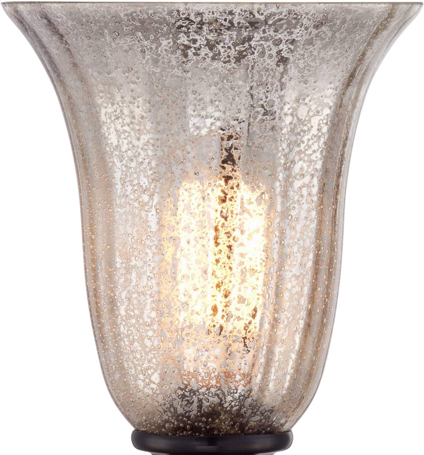 Regency Hill Isaac Traditional Rustic Vintage Accent Uplight Table Lamp 13" High Dark Bronze Brown Metal Mercury Glass Silver Shade for Bedroom House Bedside Nightstand Home Office Decor