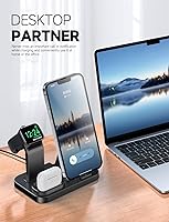 Vista 4 de Wireless Charging Station 3 in 1 RJR Compatible with Apple Devices, Charging Dock for iWatch, Built-in Wireless Charger Stand for iPhone Series