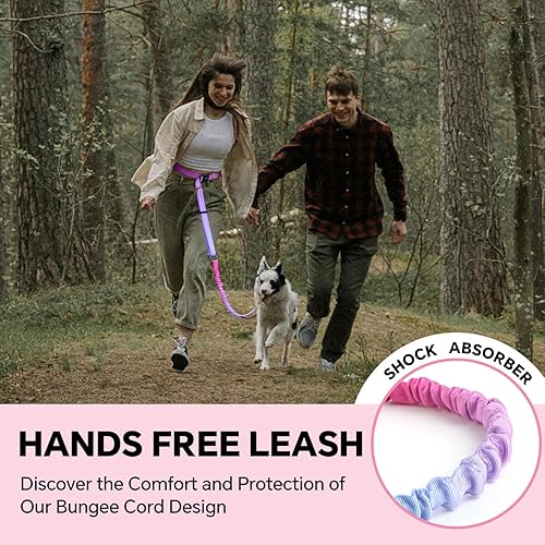 Miniatura 3 de QQPETS Correa de perro manos libres con cinturón de seguridad para automóvil, ajustable sin tirones, correa elástica para correr, cuerda cruzada