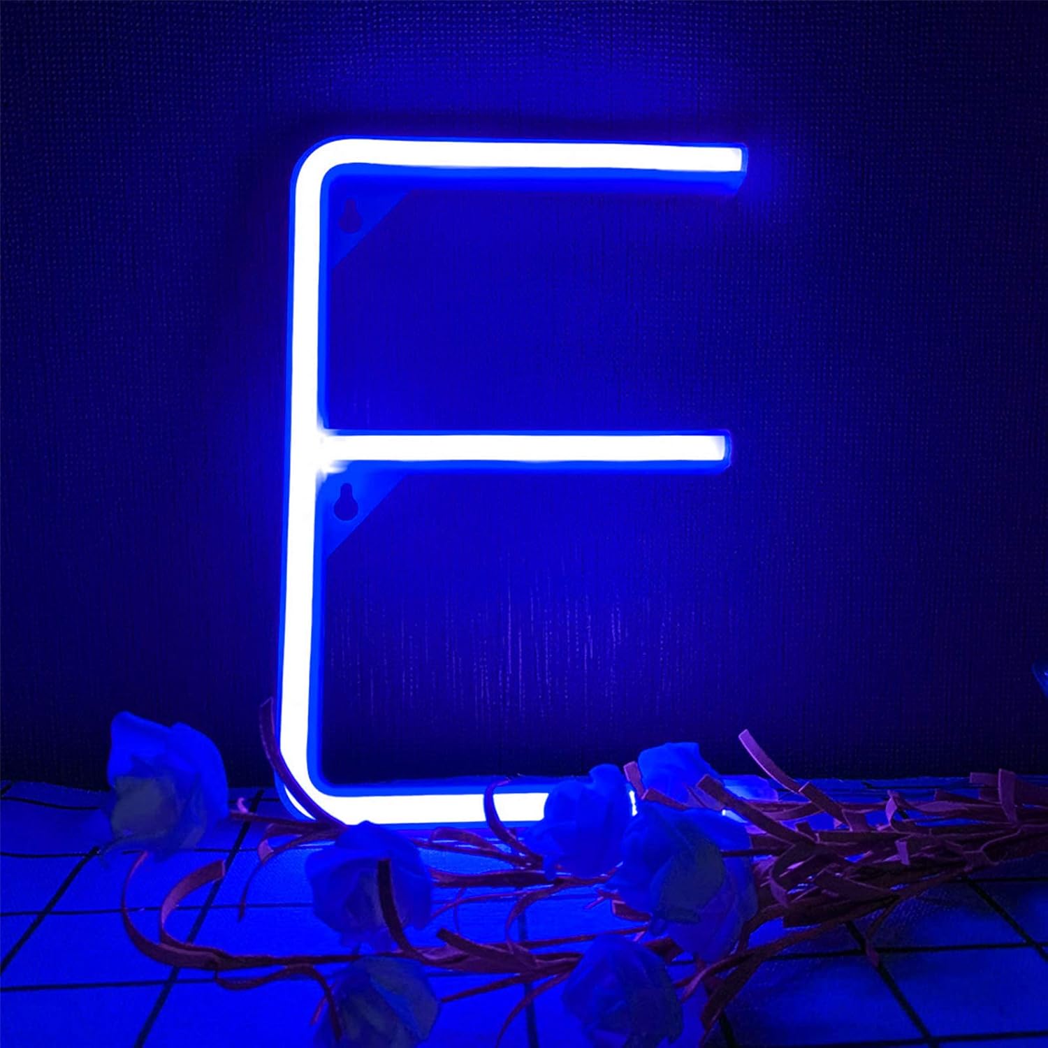ENUOLI LED Blue Neon Letters Sign Neon Night Lights LED Alphabet Neon Lights Wall Decor Lighting Bedroom Light up Words for Wedding Birthday Party Christmas Home Bar Club Decoration (E)