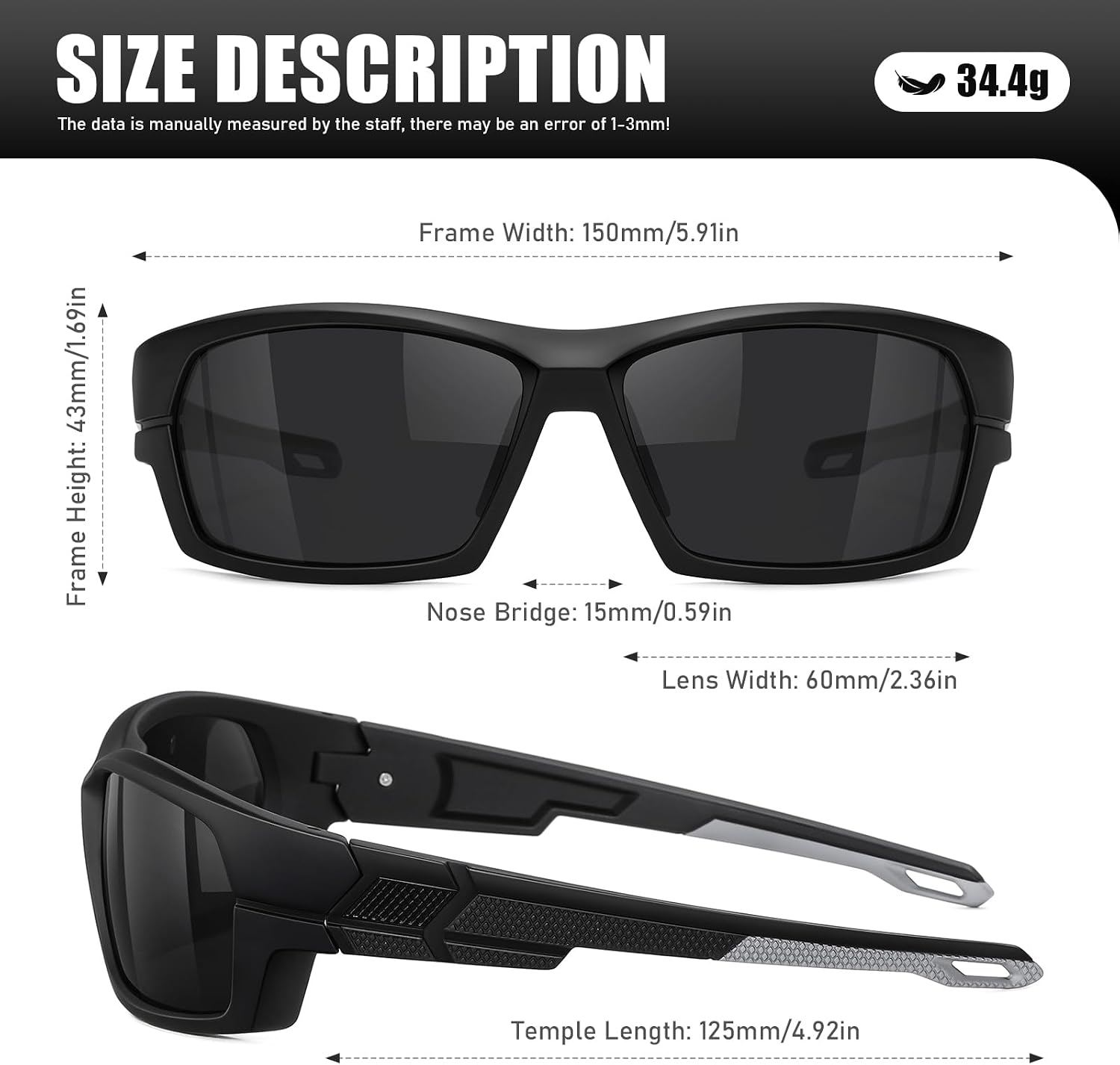Polarized Sports Sunglasses for Men, Wrap Around Sun Glasses for Fishing Driving Running Cycling Golf UV Protection