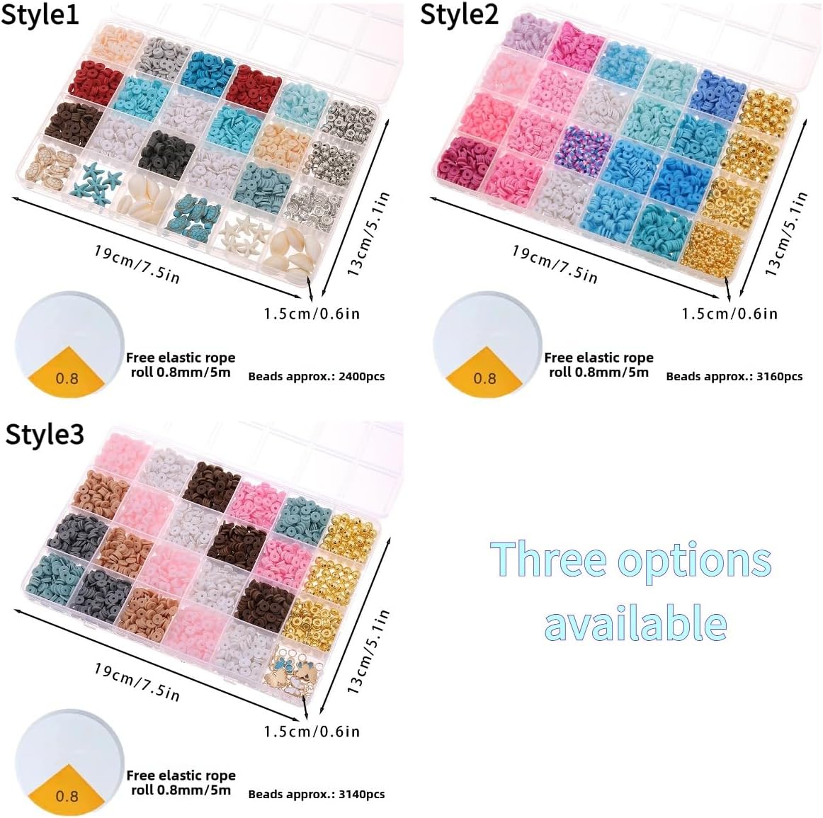 1set Bracelet Making Kit 24-in-1 Box with 3160 Polymer Clay Beads and 24-Color Sheets for DIY Jewelry, Adult Craft Gift, Party Favors, Style 1