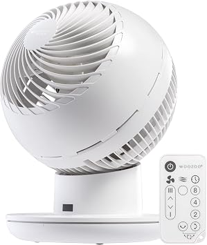 IRIS USA WOOZOO Oscillating Fan, Vortex Fan, DC Motor Quiet and Eco Friendly, 22 dB on Low, 6-in-1 Fan w/ Remote/ 8 Speed Settings, 82 ft Max Air Distance, Medium, White 594343