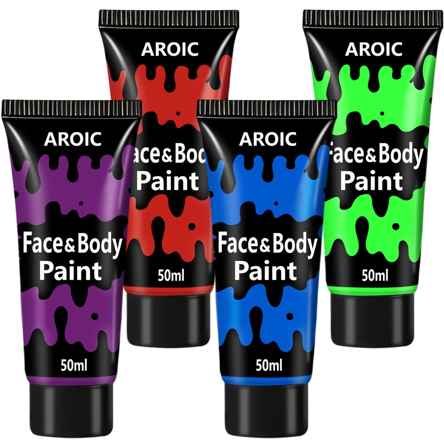 AROIC 4 Colors Face Body Paint, 6.76 Oz Kids Water Based Face Painting