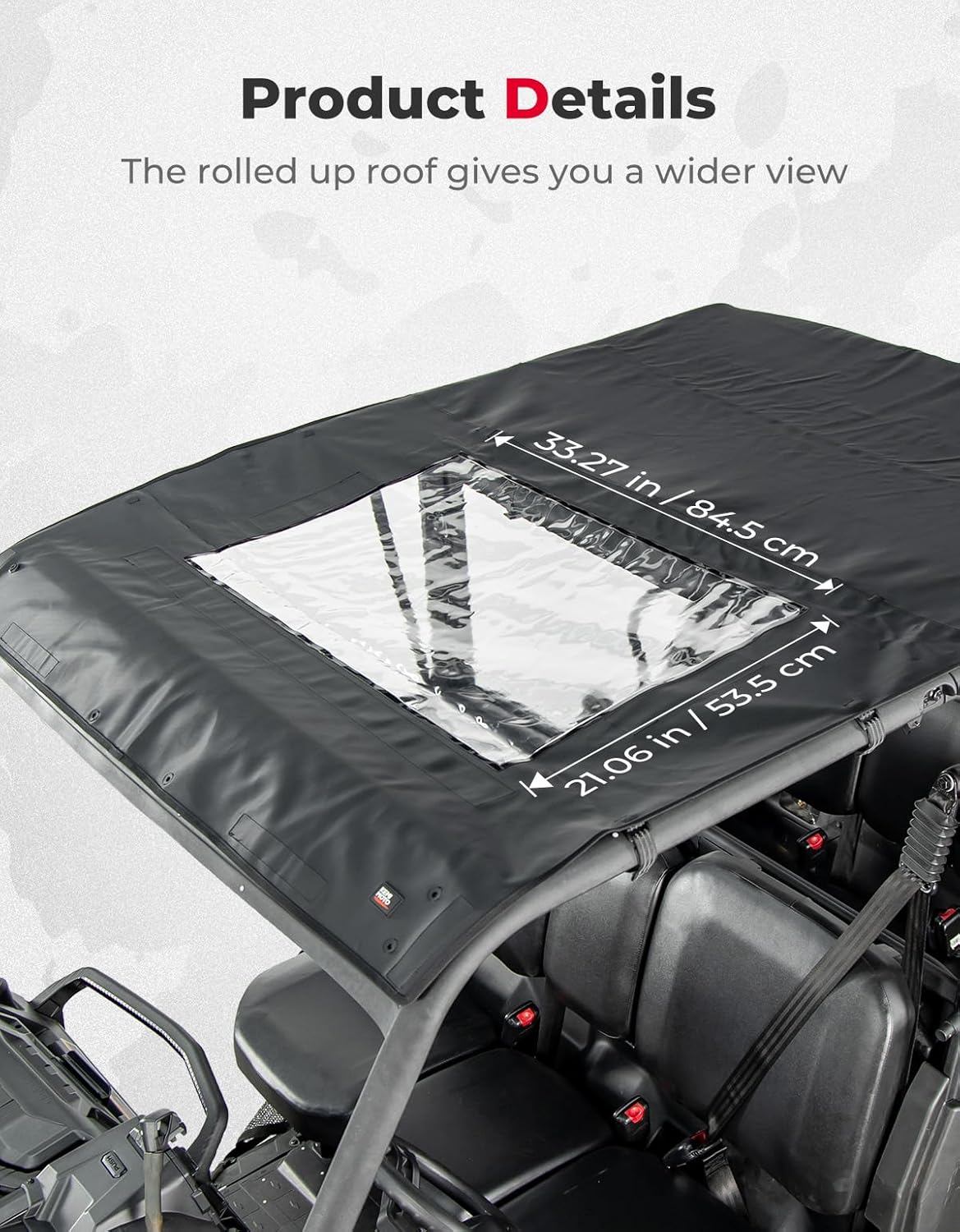 KEMIMOTO UTV Roof Top, Soft Rooftop Compatible with Can Am Defender Max HD 7/8/9/10 DSP XT XMR 2016-2024 Water-Resistant Sunshade Accessories