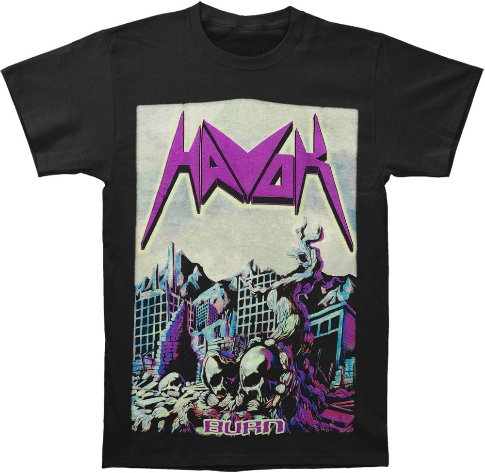 Havok Mens Burn Destroy city skull Tree T-Shirt XL