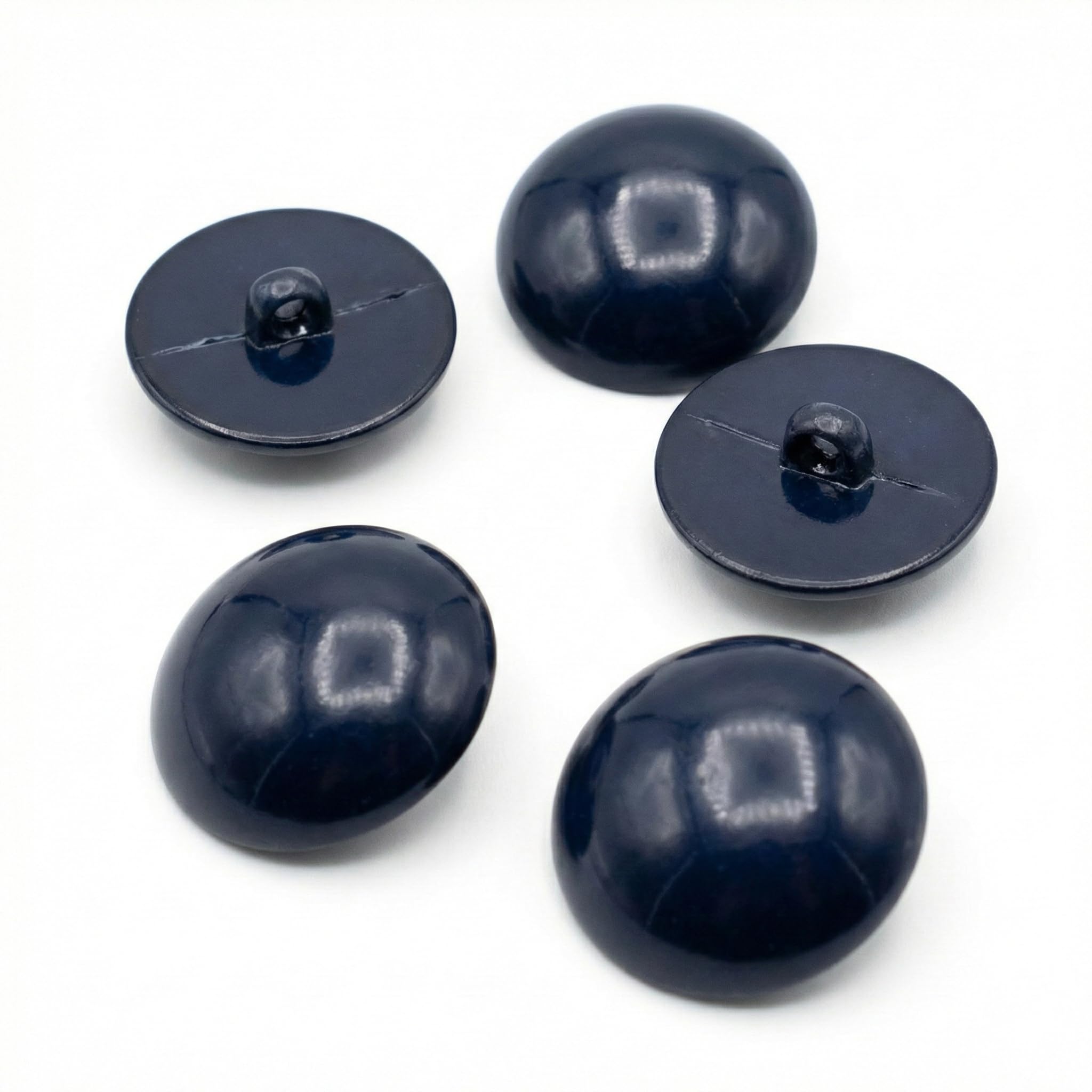 MajorCrafts 8pcs 28mm High-Grade Acrylic Large Round Mushroom Shank Sewing Buttons (Navy Blue)