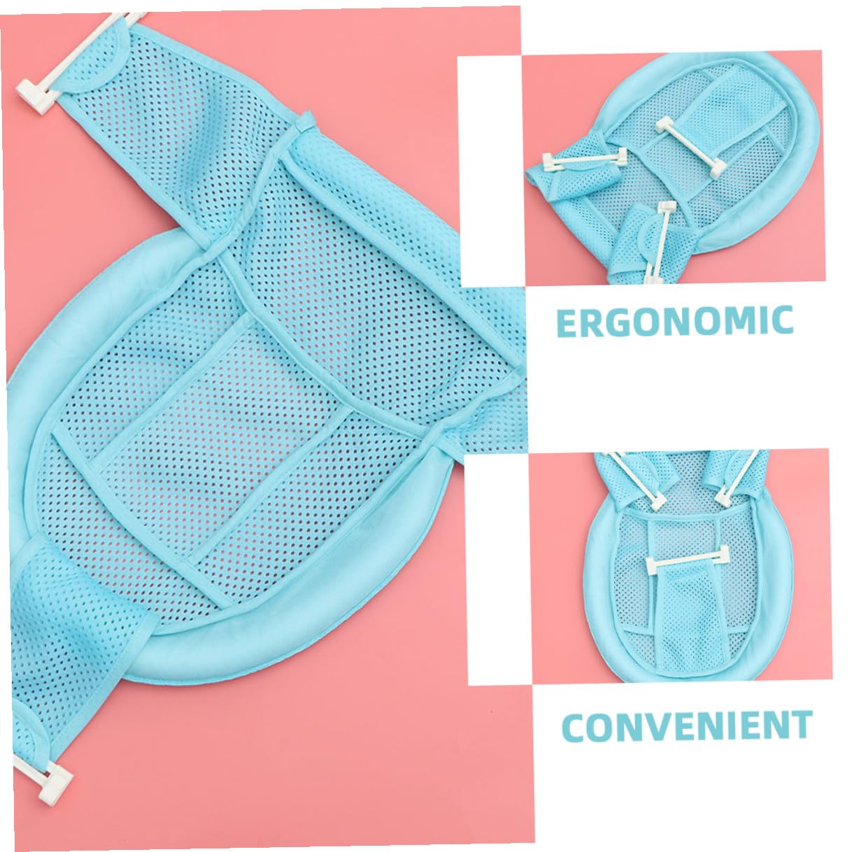2pcs Bath Support Seat with Non-Slip Mesh Bathing Net Soft Cushion for Newborns and Bathtub Bath Seat Blue