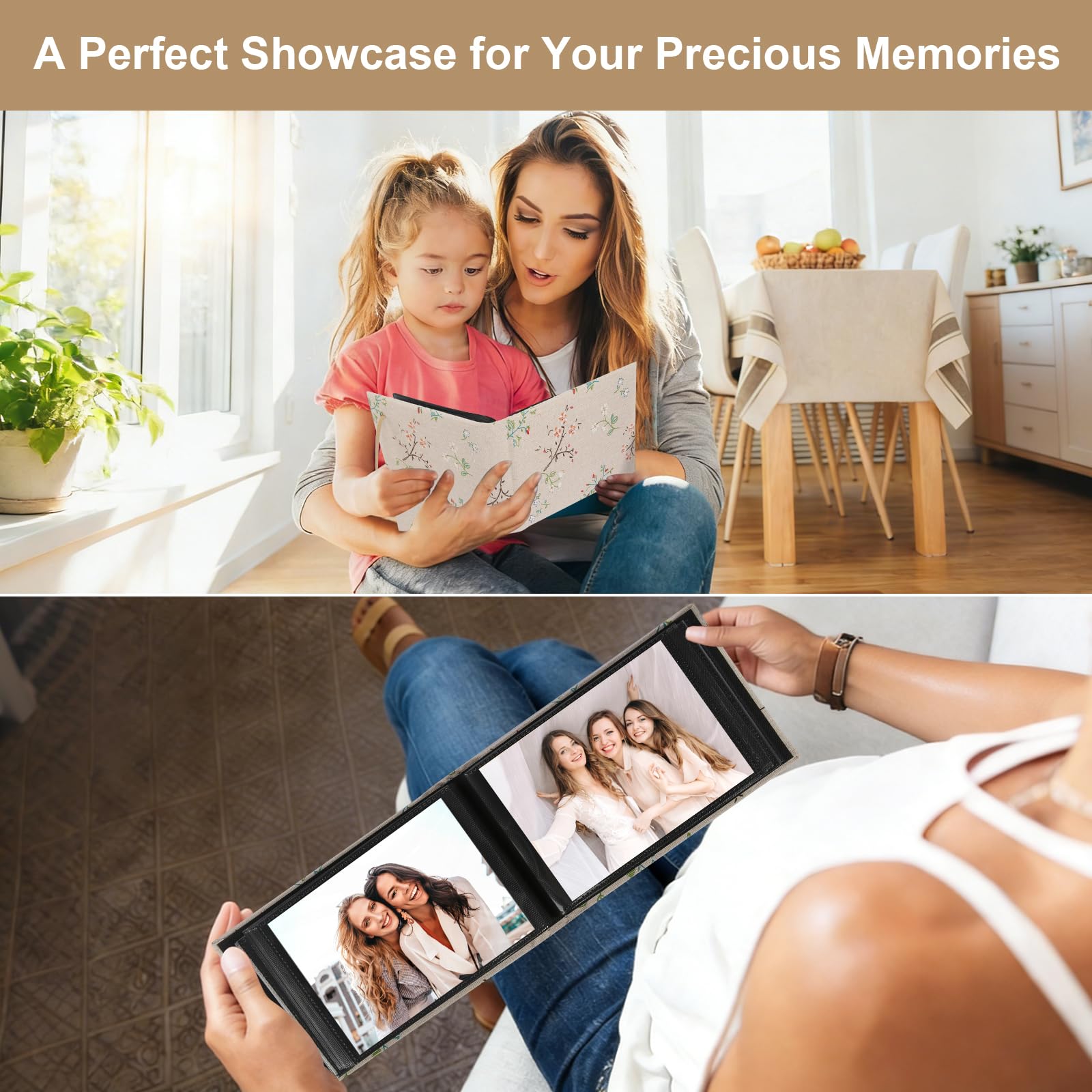 Small Photo Albums 6x4, 2 Pack Slip in Photo Albums Mini Flip Photo Book with Linen Cover - Image 6