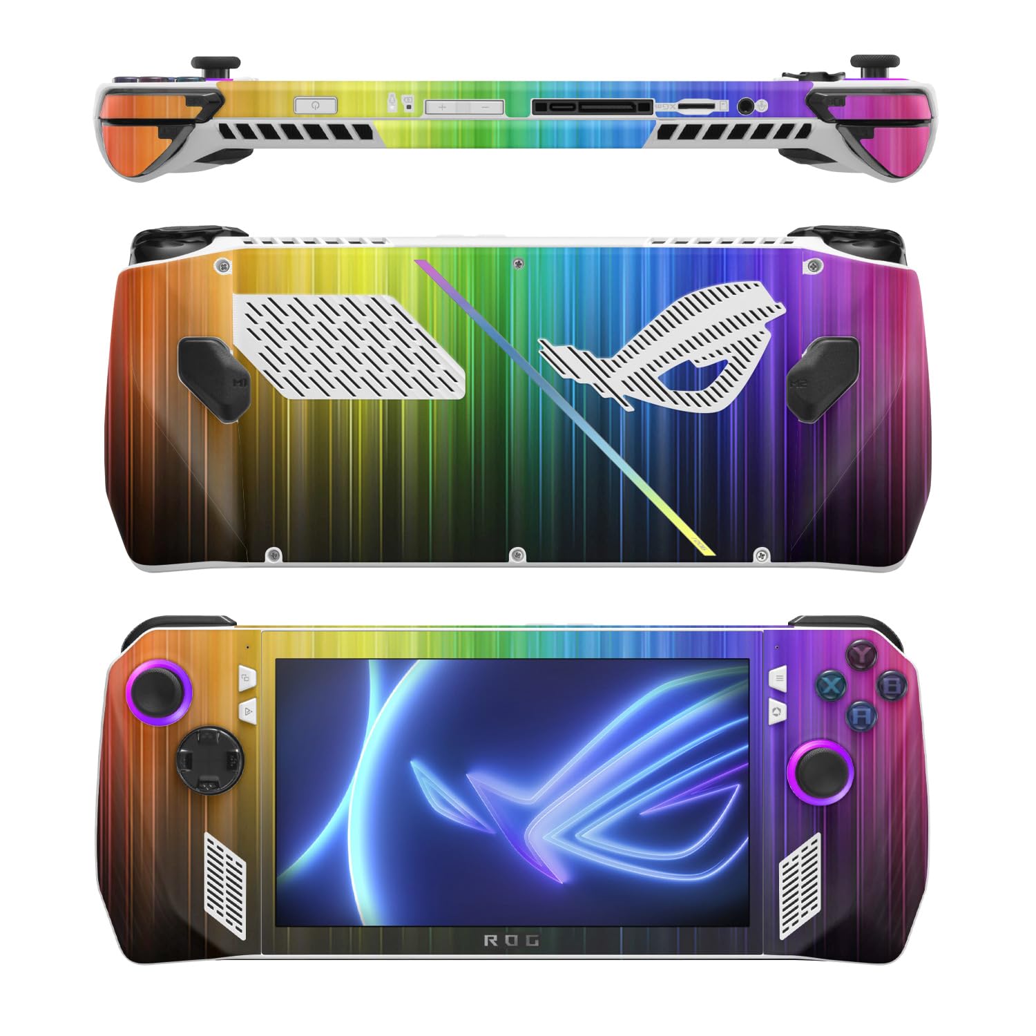 MightySkins Skin Compatible with Asus ROG Ally - Rainbow Streaks | Protective, Durable, and Unique Vinyl Decal wrap Cover | Easy to Apply, Remove, and Change Styles