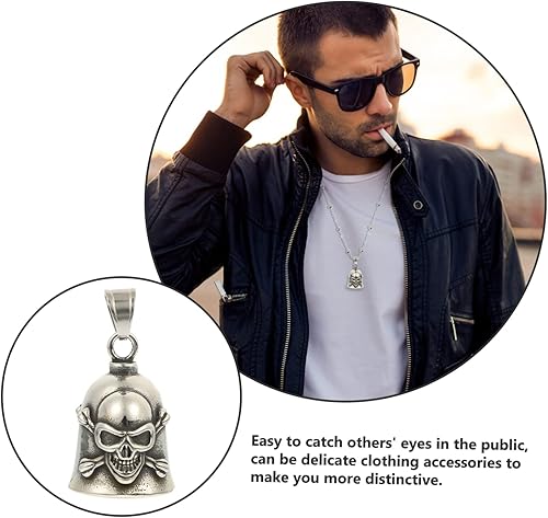 Miniatura 3 de BESPORTBLE Cross Bell Colgante Skull Man Accesorios de acero inoxidable