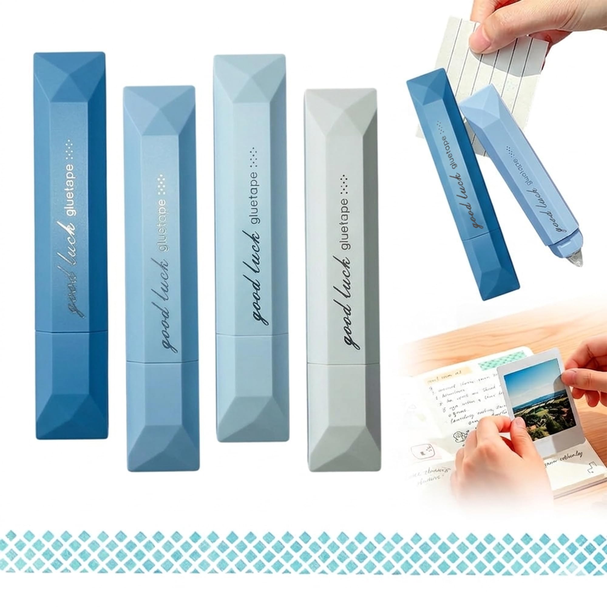 Glue Tape Roller, Double Sided Dots, Scrapbook Supplies (Ombre Blue)